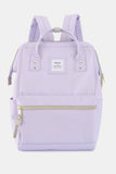 Waterproof Canvas Backpack Bag with Side Pockets - White/Lemon/Taupe