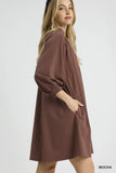 Chic Notched Shift Dress with Elegant Trim