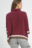 Chic Scallop-Hemmed Colorblock Button-Up Shirt
