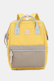 Water Resistant Canvas Backpack Bag with Side Pockets - Grey/Pink