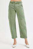 Full Size Waist-Slimming High Waist Crop Barrel Jeans