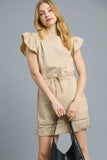 Chic Ruffle Sleeve Tie Waist Short Dress