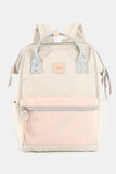 Water Resistant Canvas Backpack Bag with Side Pockets - Khaki/Cream