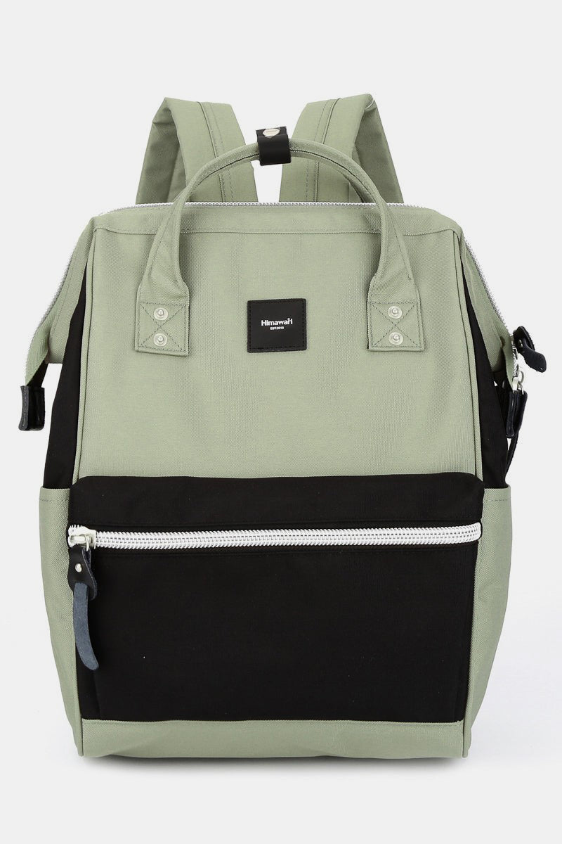 Water Resistant Canvas Backpack Bag with Side Pockets - Dk Grey/Grey