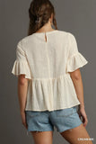 Lace-Embellished Half Sleeve Babydoll Top