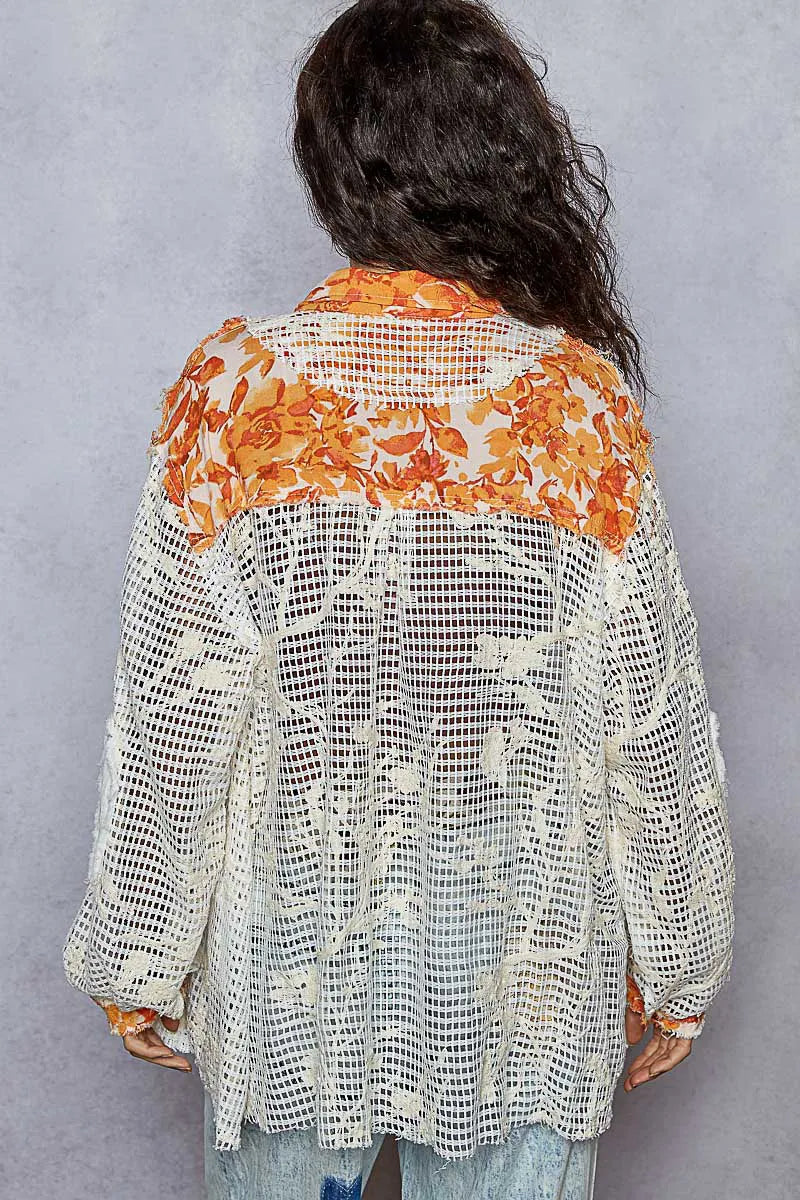 Paisley Crochet Layered Blouse Shirt