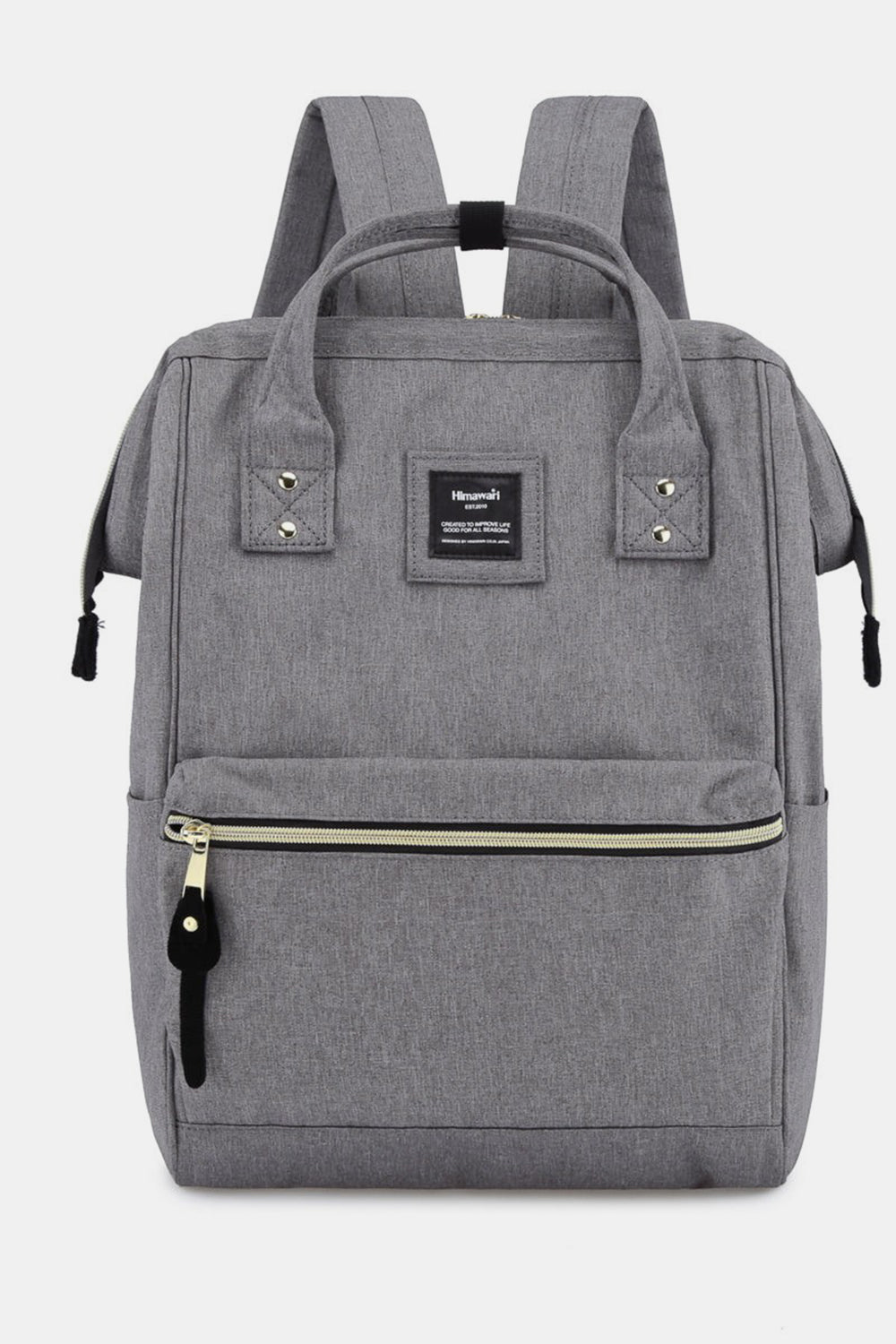 Waterproof Canvas Backpack Bag with Side Pockets - B-Pink/Navy