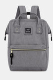 Waterproof Canvas Backpack Bag with Side Pockets - B-Pink/Navy