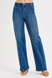 Front Seam High-Waist Denim Pants