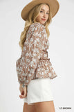 Boho Peplum Blouse with Adjustable Tie Accent