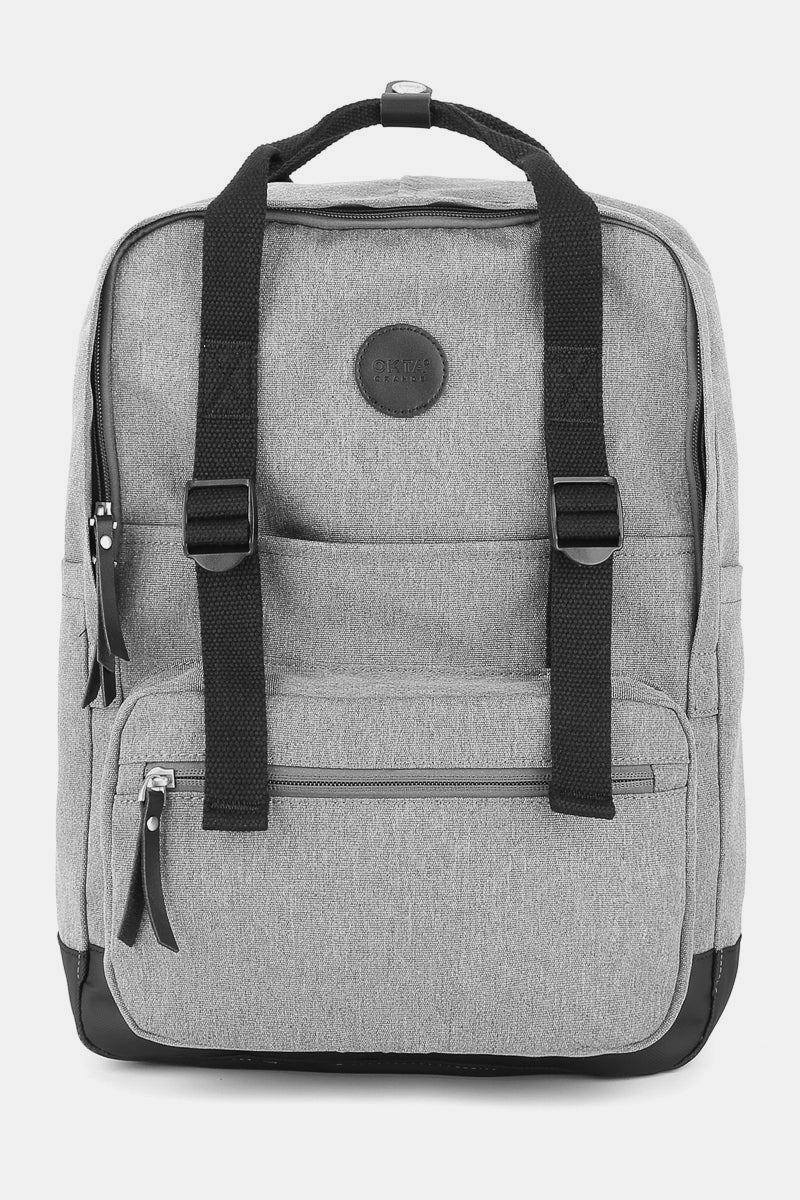 Waterproof Canvas Backpack Bag with Side Pockets - Gray