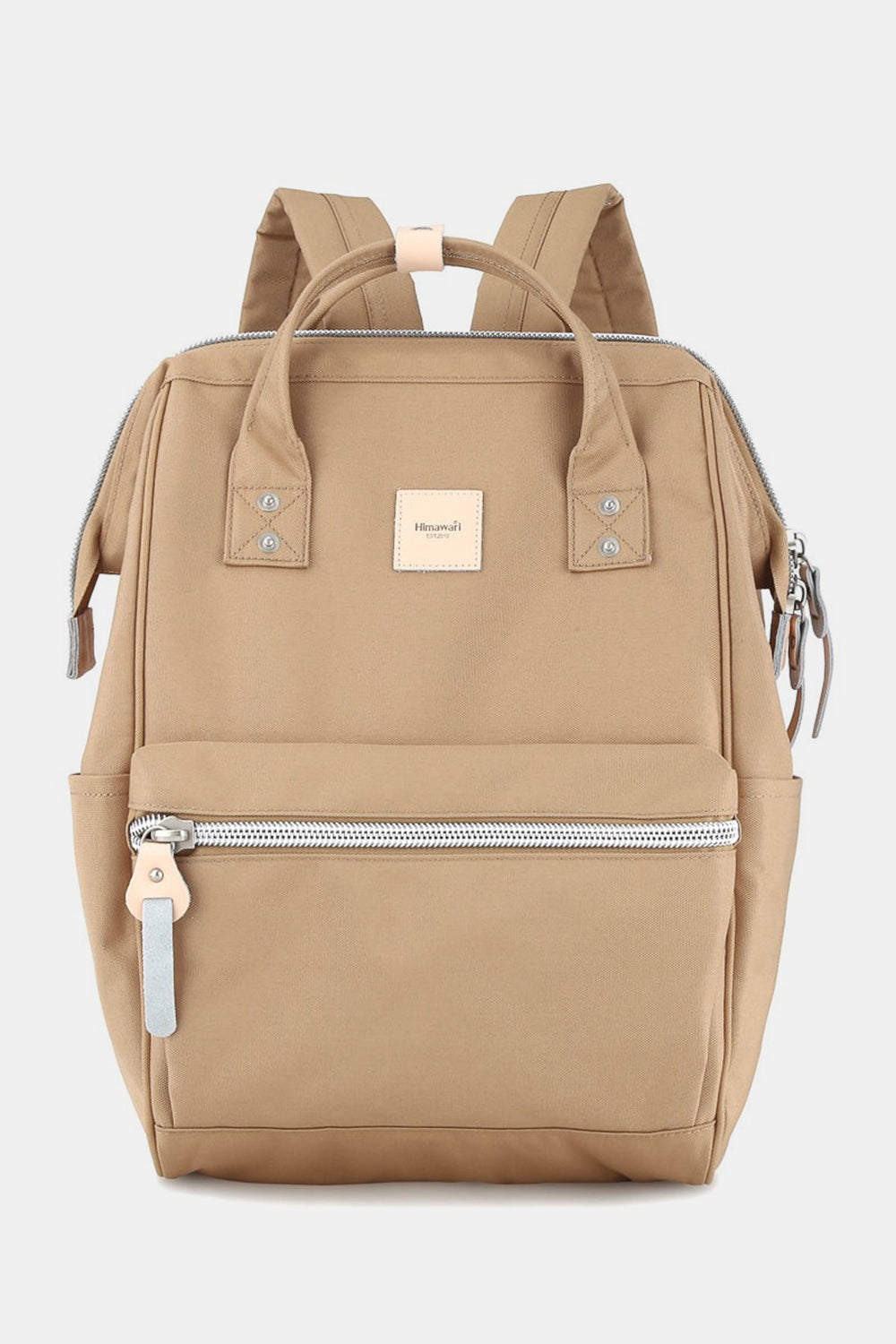 Water Resistant Canvas Backpack Bag with Side Pockets - Mocha