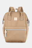 Water Resistant Canvas Backpack Bag with Side Pockets - Mocha