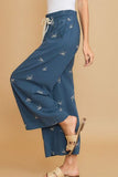 Full Size Lace Drawstring Embroidered Bow Wide Leg Pants Plus Size