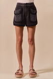 High-Waisted Cargo Shorts with Mesh Pockets