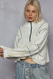 Reflective Piping Half-Zip Cropped Sweatshirt