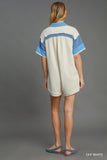 Terry Collared Block Romper