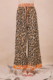 Animal Pattern Flowing Palazzo with Vibrant Banded Trim