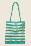 Contrast Wooden Beaded Tote Bag