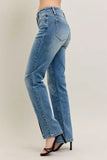 High Waist Vintage-Inspired Seam & Slit Straight-Leg Jeans