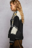 Baroque Embroidered Vintage-Inspired Denim Jacket with Raw Hem