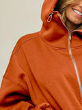 Half Zip Retro Wash Fleece Hoodie