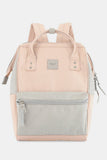 Water Resistant Canvas Backpack Bag with Side Pockets - Cream/L.Pink