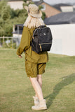 Waterproof Canvas Backpack Bag with Side Pockets - Navy