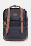 Waterproof Canvas Backpack Bag with Side Pockets - Navy