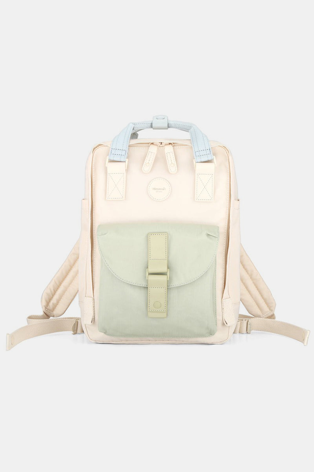 Contrast Waterproof Canvas Backpack Bag with Round Label - Apple