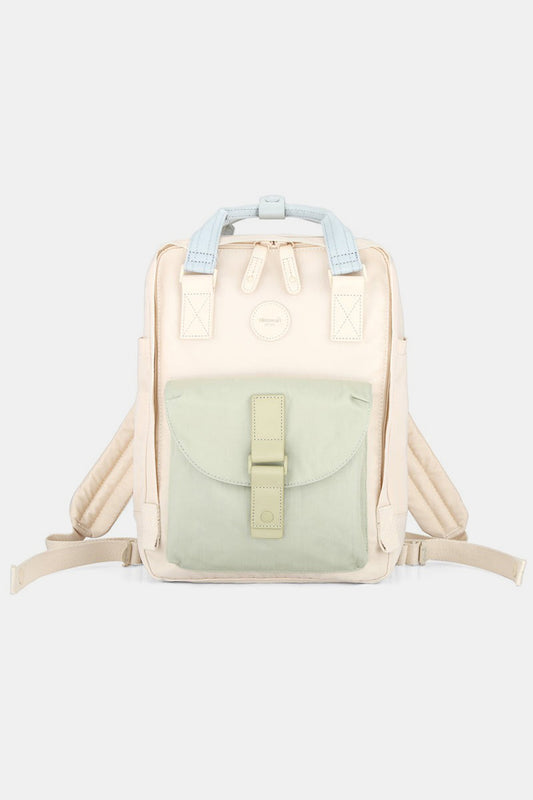 Contrast Waterproof Canvas Backpack Bag with Round Label - Apple