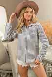 Striped Linen Blend Button-Up Shirt