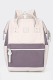 Water Resistant Canvas Backpack Bag with Side Pockets - Magenta/Cream