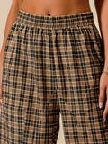 Plaid Wide-Leg Pants with Large Patch Pockets