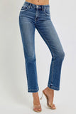 Full Size Mid Rise Elastic Waist Vintage-Inspired Straight Jeans