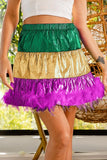 Metallic Fringe Hem Festival Mini Skirt