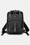 Contrast Waterproof Canvas Backpack Bag with Round Label - Black