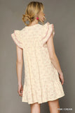 Floral Ruffle Sleeve Button-Up Mini Dress