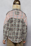 Patchwork Vintage Long Sleeve Shirt with Distressed Denim Highlights