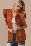 Diamond Quilted Ruffle Sleeve Vest
