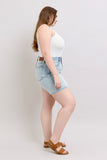 Full Size 2 Button Denim Shorts with Pockets Plus Size