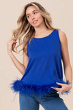 French Terry Faux Feather Bottom Back Tied Top