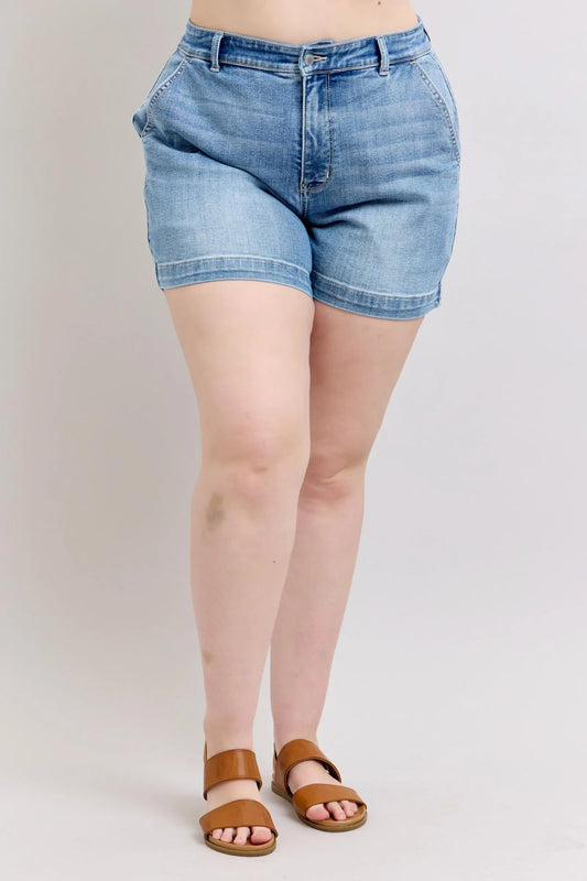 High-Waisted Classic Denim Shorts
