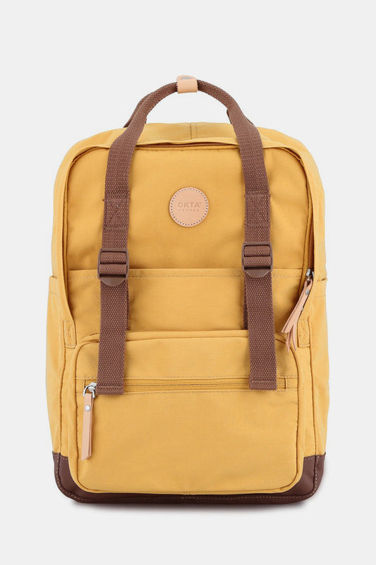 Waterproof Canvas Backpack Bag with Side Pockets - Yellow