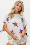 American Flag Sequin Star Fringe Top