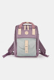 Contrast Waterproof Canvas Backpack Bag with Round Label - Pink