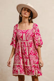 Bohemian Paisley Ruffle Hem Dress