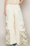 Bohemian Patchwork Drawstring Cargo Wide Leg Pants