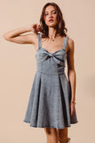 Vintage Bow Ribbon Flare Denim Dress