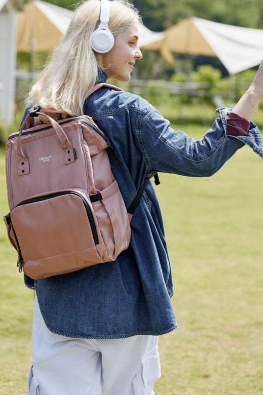 Waterproof and Anti-Theft Nylon Backpack Bag - Pink
